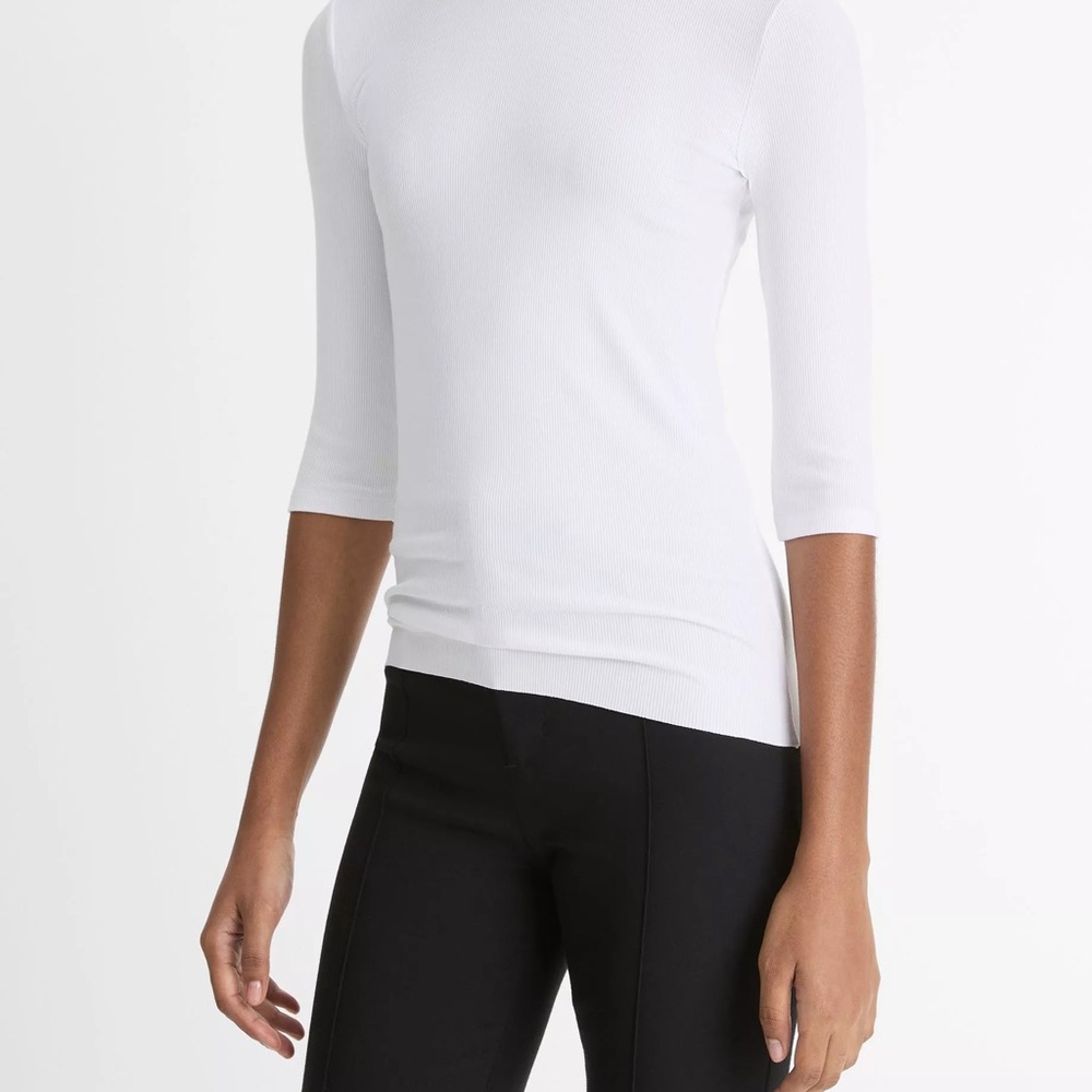 NWT Vince Elbow Sleeve Crew Neck T-shirt Off White Size S Soft Modal Tee